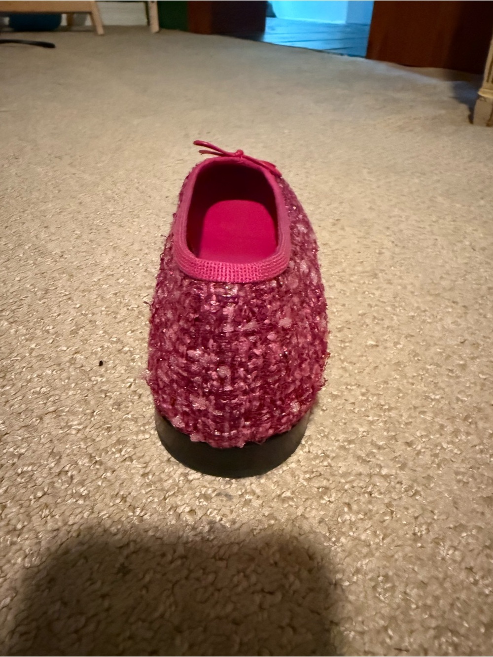 CHANEL Pink Tweed Ballet Flats with Black Cap Toe - Picture 5 of 7